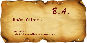Baán Albert névjegykártya